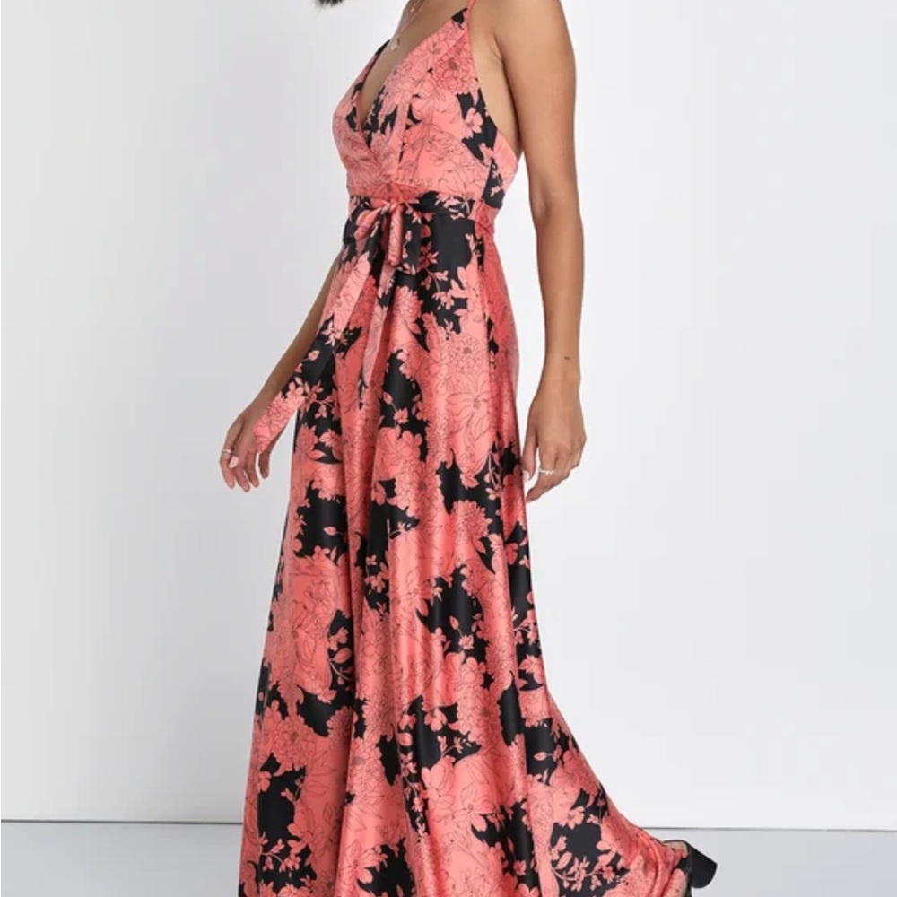 Lulu's Copper and Black Floral Maxi Dress